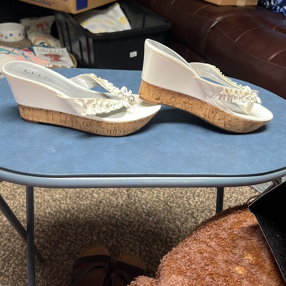 Guess dressy  slide on sandals 3 inch high heels wore once - Picture 2 of 5